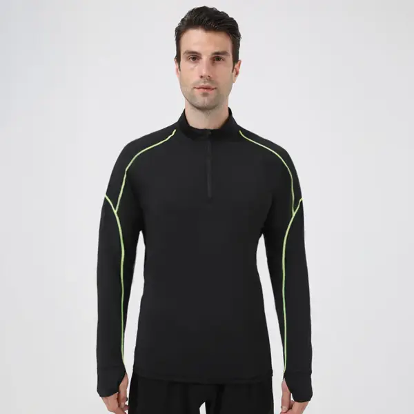Half turtleneck contrast color sports jacket for men quick-drying breathable high elastic casual running training jacket spring fitness clothes for men - Image 3