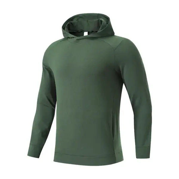 New autumn and winter outdoor sports hooded plus fleece sweatshirt men's pullover long sleeve fitness warm breathable training jacket - Image 2