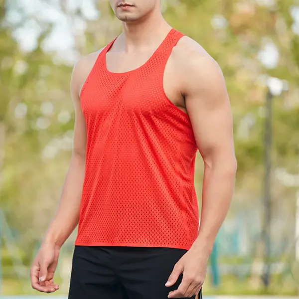 Sport Tank Top Men Quick Dry Running Vest Gym Workout Muscle TankTop Men Summer Fitness Singlet Sleeveless Shirt Brrathable Mesh - Image 3