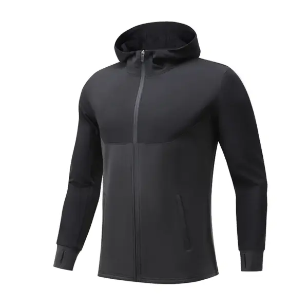 Autumn and winter plus fleece hooded sports jacket men's outdoor fitness running training sweater windproof warm cycling mountaineering clothing - Image 4