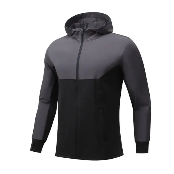 Autumn and winter plus fleece hooded sports jacket men's outdoor fitness running training sweater windproof warm cycling mountaineering clothing - Image 3