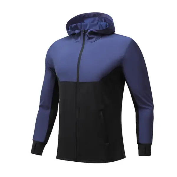 Autumn and winter plus fleece hooded sports jacket men's outdoor fitness running training sweater windproof warm cycling mountaineering clothing - Image 2